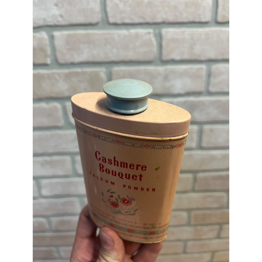 Vintage Cashmere Bouquet Talcum Powder Pink Tin Palmolive Tin