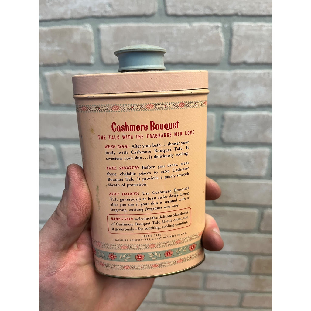 Vintage Cashmere Bouquet Talcum Powder Pink Tin Palmolive Tin