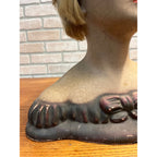 Antique 1920s Lamoureux Mannequin Store Display Bust Boudior Female Real Hair