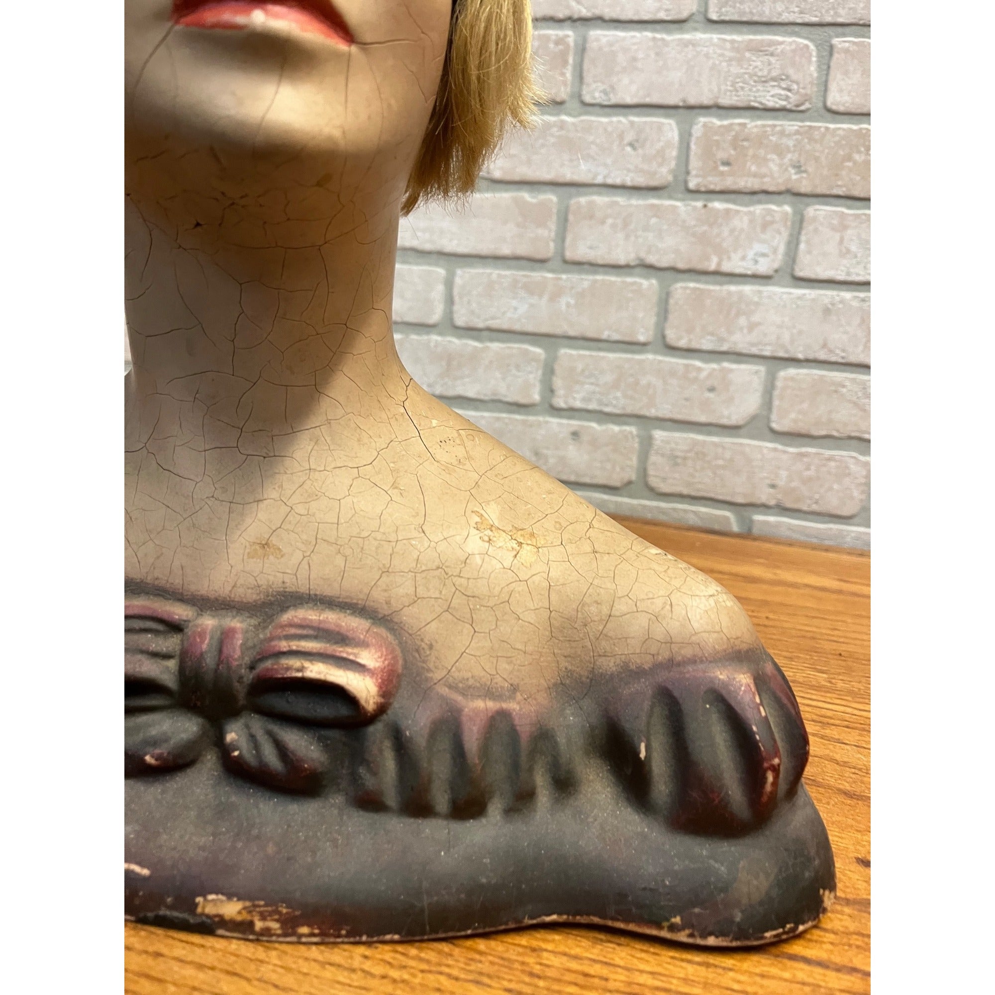 Antique 1920s Lamoureux Mannequin Store Display Bust Boudior Female Real Hair