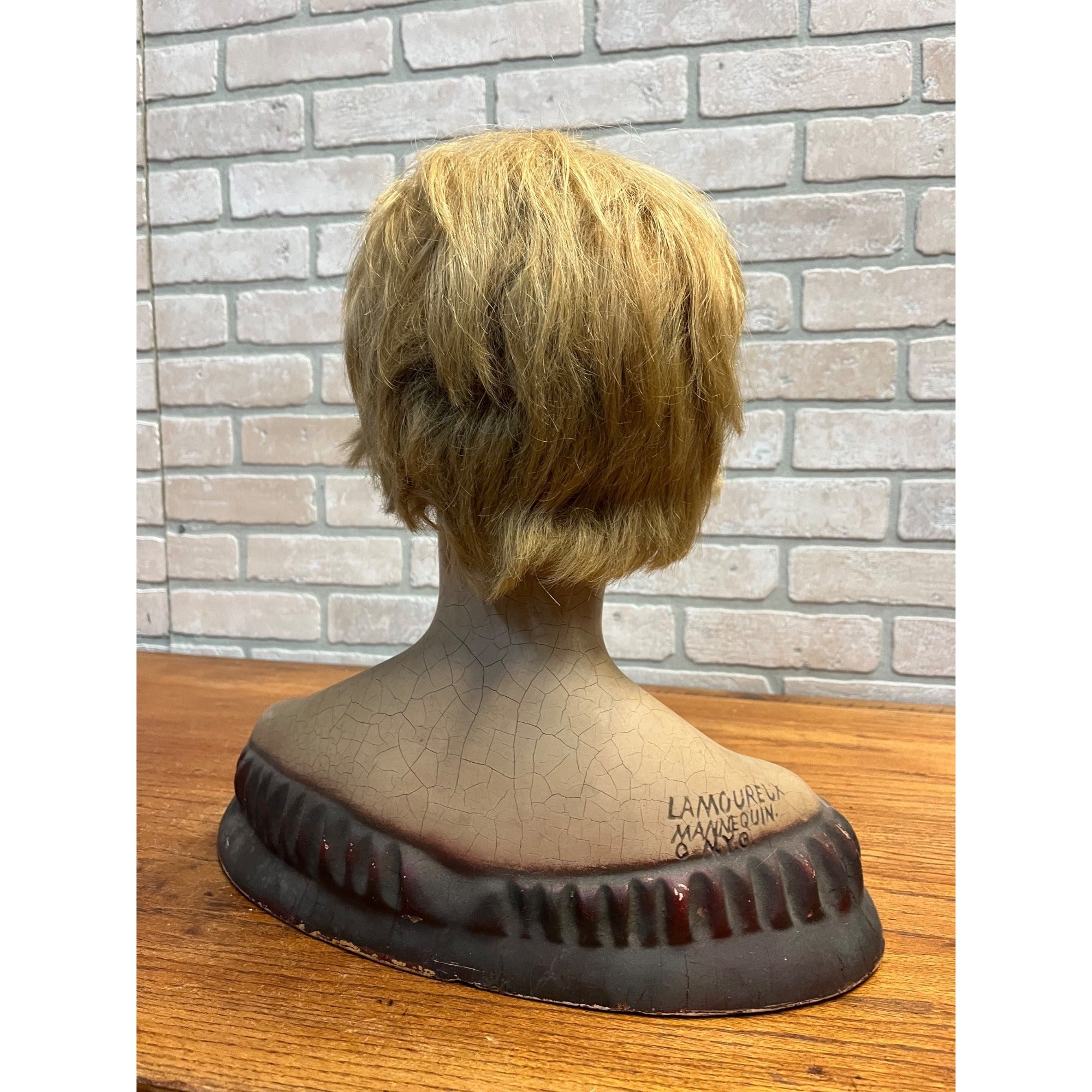 Antique 1920s Lamoureux Mannequin Store Display Bust Boudior Female Real Hair