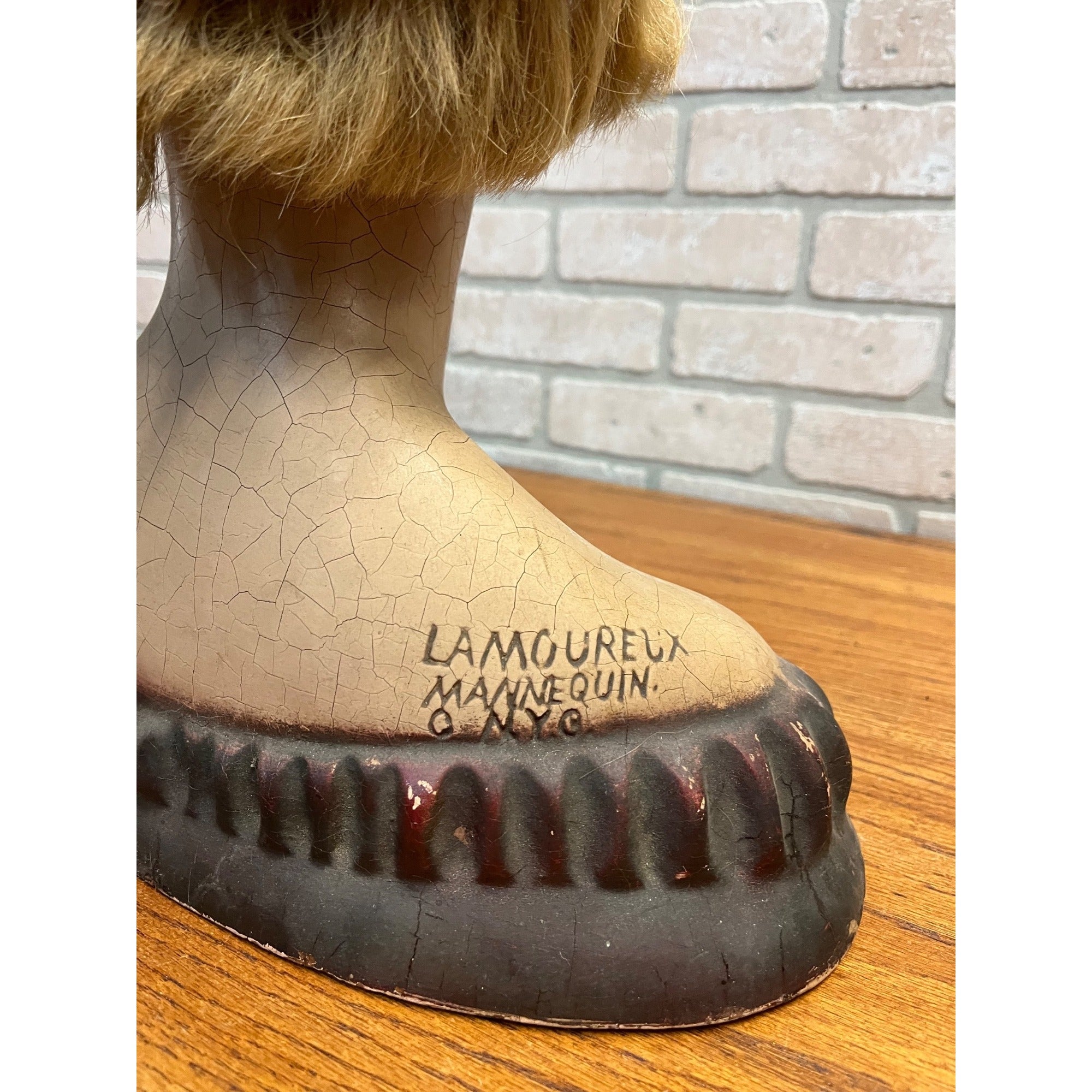 Antique 1920s Lamoureux Mannequin Store Display Bust Boudior Female Real Hair