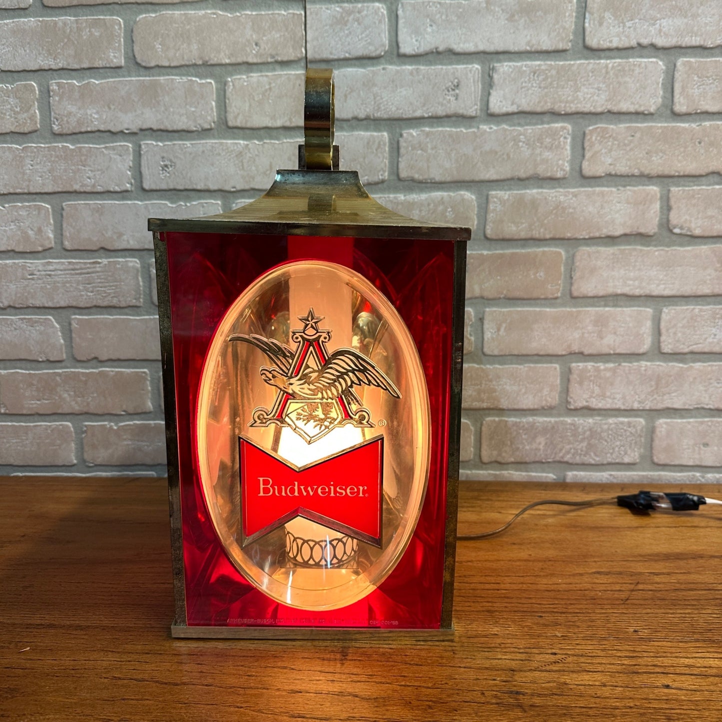 Vintage 1968 Budweiser Hanging Bar Lantern Light Lamp Advertising - As-Is