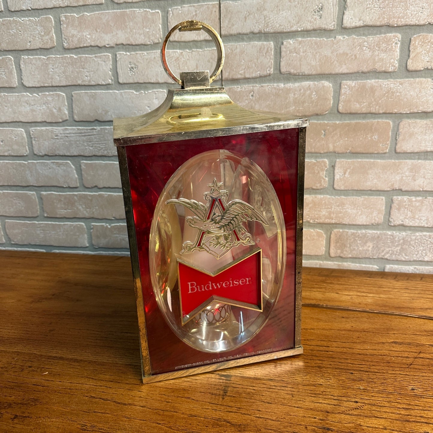 Vintage 1968 Budweiser Hanging Bar Lantern Light Lamp Advertising - As-Is