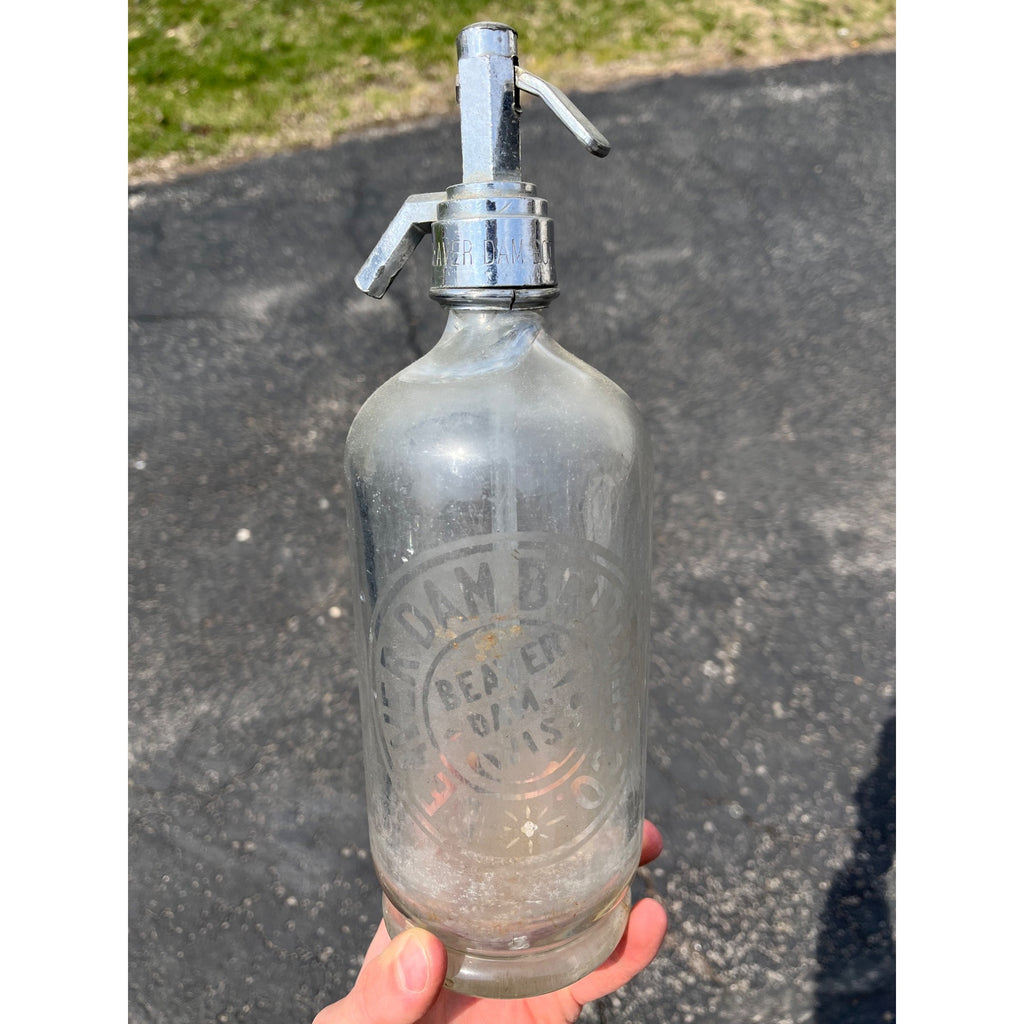 Rare Vintage Glass Seltzer Bottle Beaver Dam Bottling Co. Wisconsin