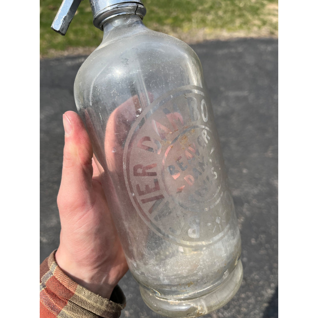 Rare Vintage Glass Seltzer Bottle Beaver Dam Bottling Co. Wisconsin