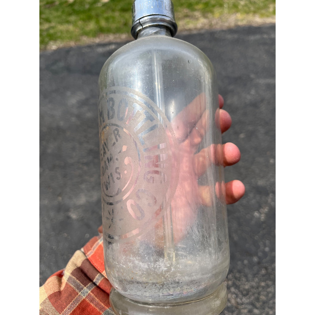 Rare Vintage Glass Seltzer Bottle Beaver Dam Bottling Co. Wisconsin