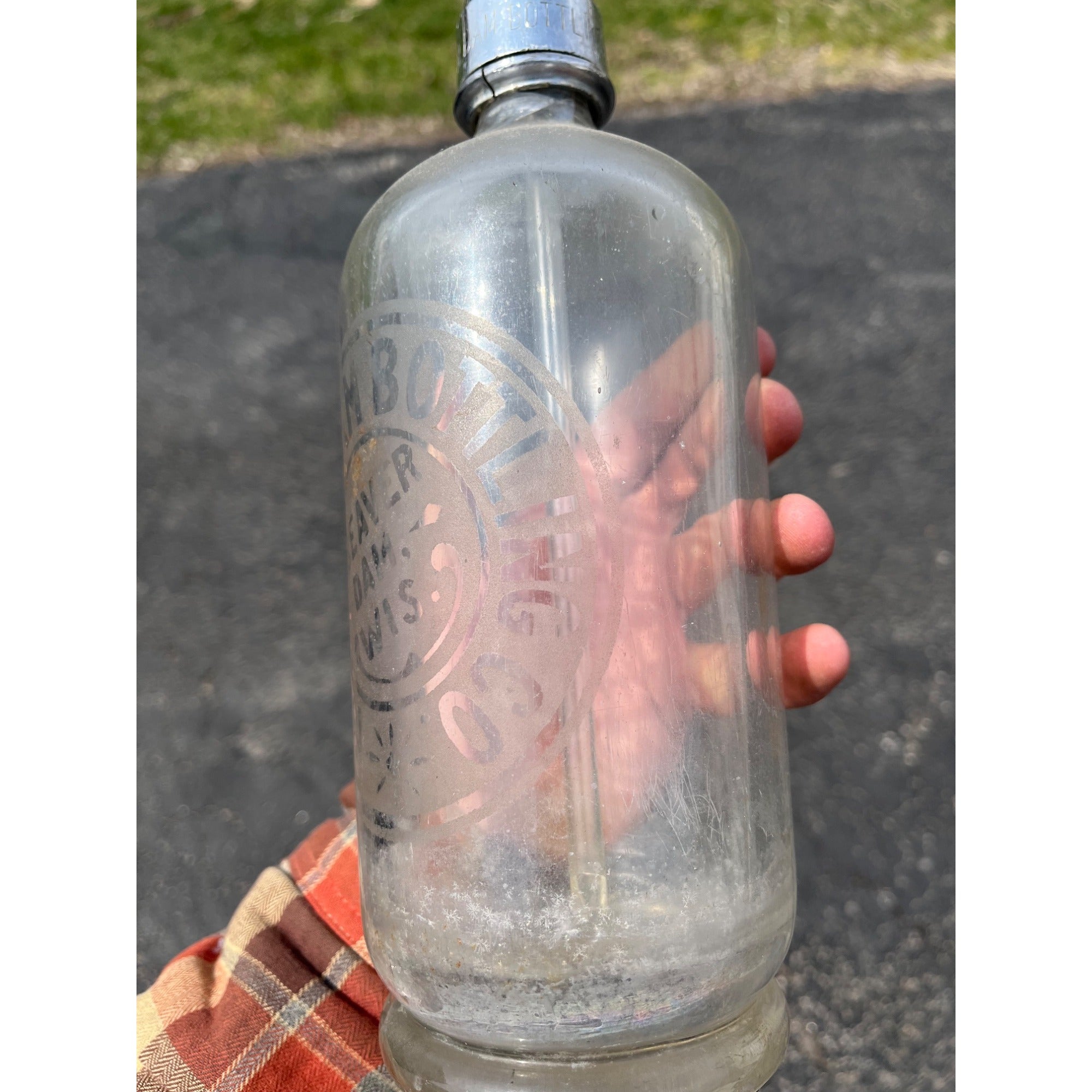 Rare Vintage Glass Seltzer Bottle Beaver Dam Bottling Co. Wisconsin