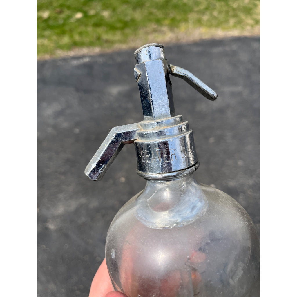 Rare Vintage Glass Seltzer Bottle Beaver Dam Bottling Co. Wisconsin
