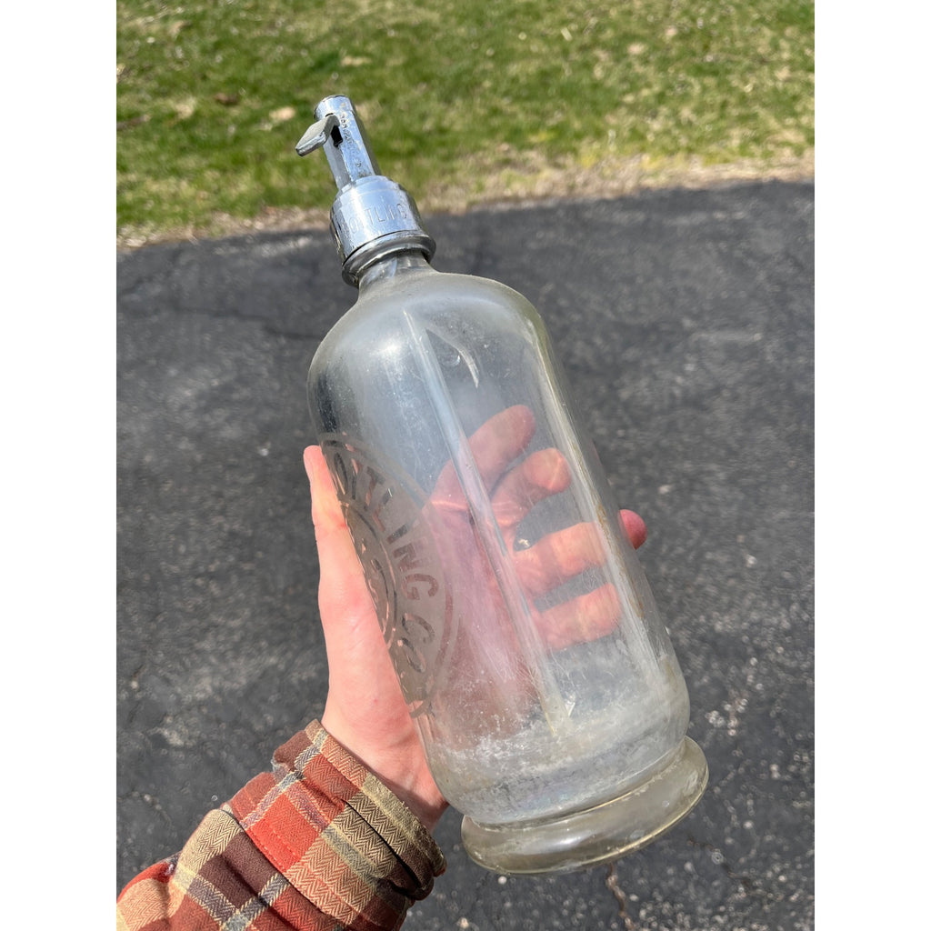 Rare Vintage Glass Seltzer Bottle Beaver Dam Bottling Co. Wisconsin