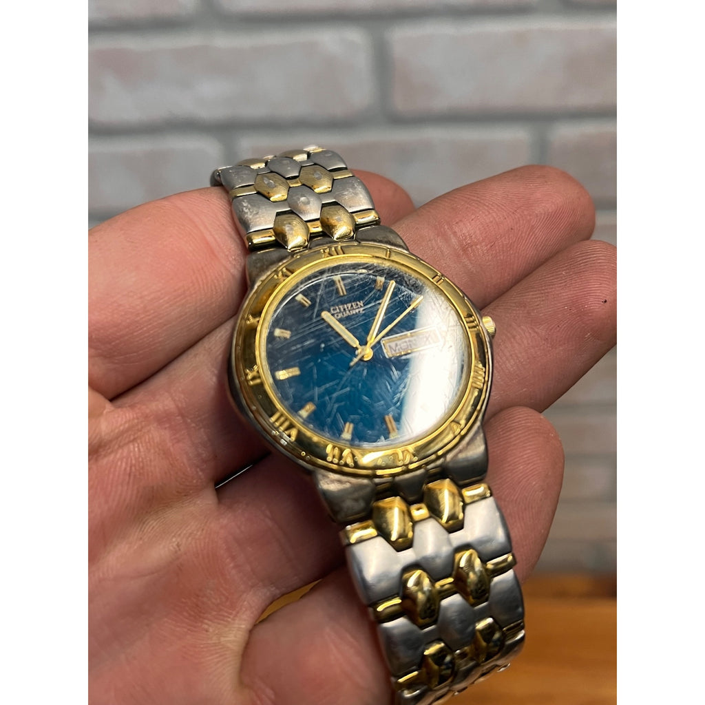 Vintage Citizen Men's Blue Dial Watch & Benrus 10k Rolled Gold Mens Mechanical Watch