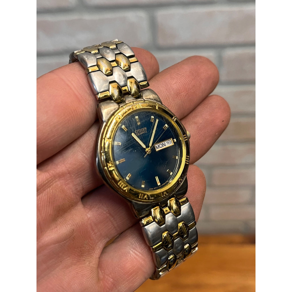 Vintage Citizen Men's Blue Dial Watch & Benrus 10k Rolled Gold Mens Mechanical Watch