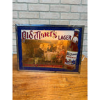 Scarce 1940s Old Timers Beer Lighted Display Sign West Bend Wis Glass