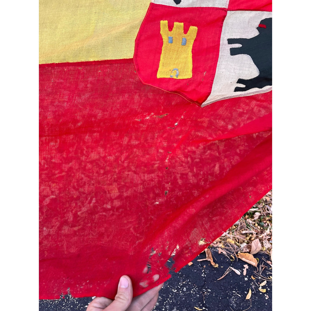 Antique Spanish Royal Military Naval Flag Castile Leon Coat Arms 74x57 Textile