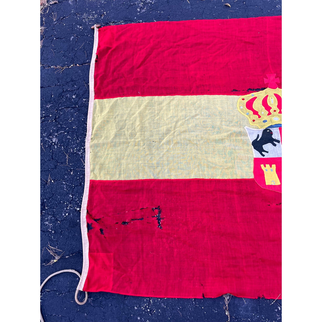 Antique Spanish Royal Military Naval Flag Castile Leon Coat Arms 74x57 Textile