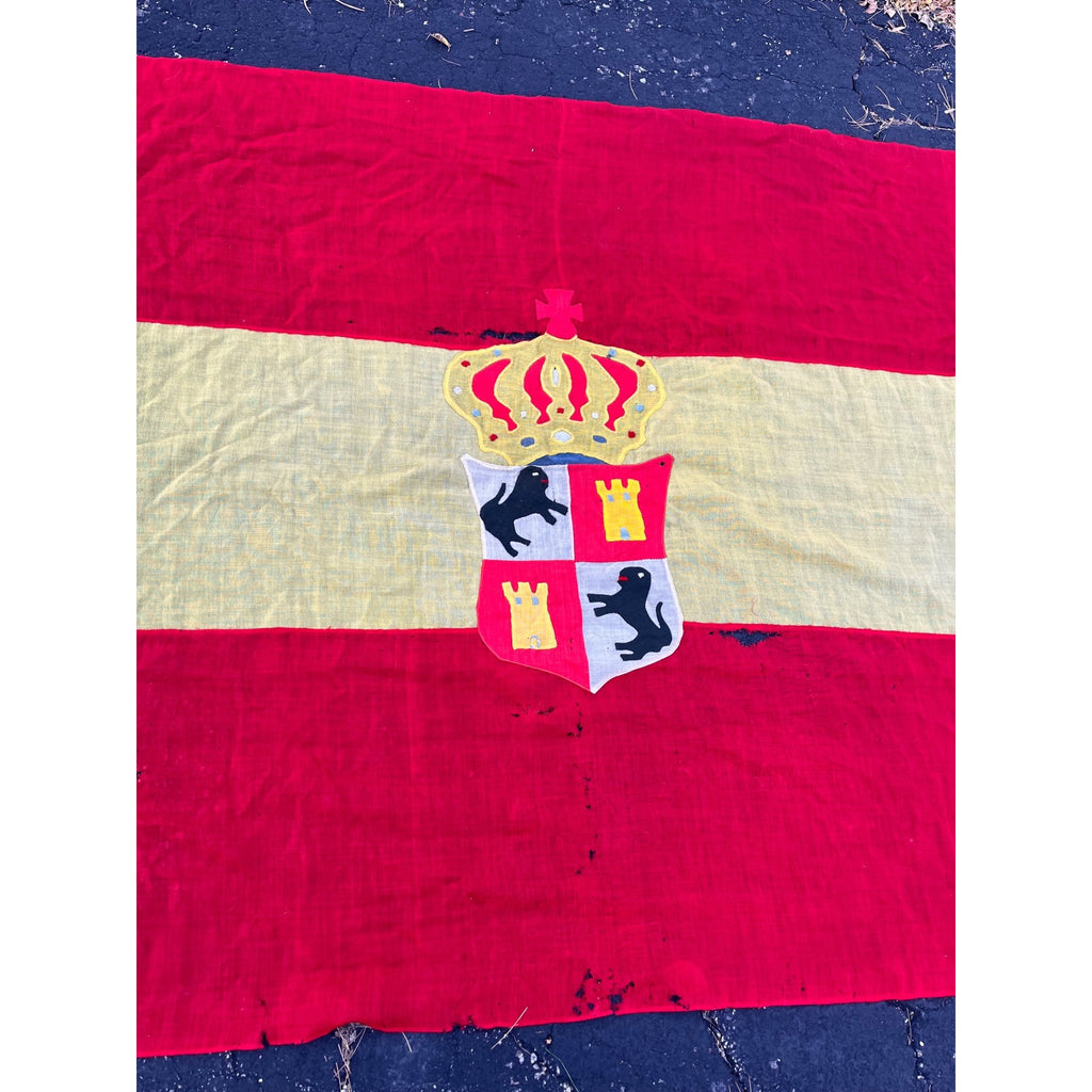 Antique Spanish Royal Military Naval Flag Castile Leon Coat Arms 74x57 Textile