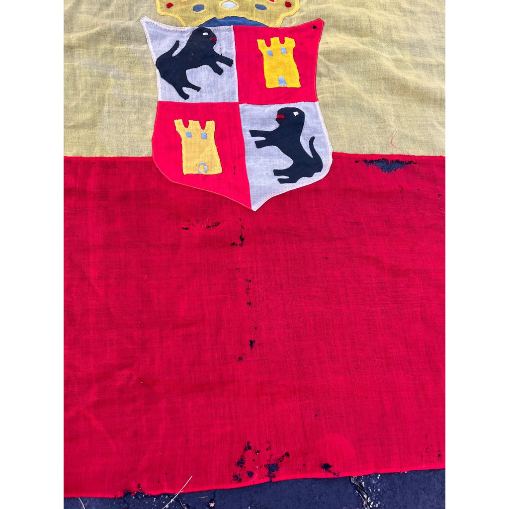Antique Spanish Royal Military Naval Flag Castile Leon Coat Arms 74x57 Textile