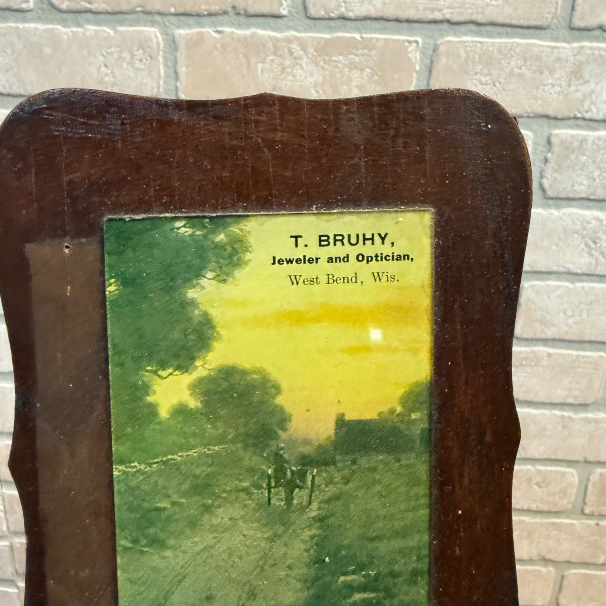 Vintage Bruhy Jeweler & Optician Advertising Sign West Bend Wisconsin