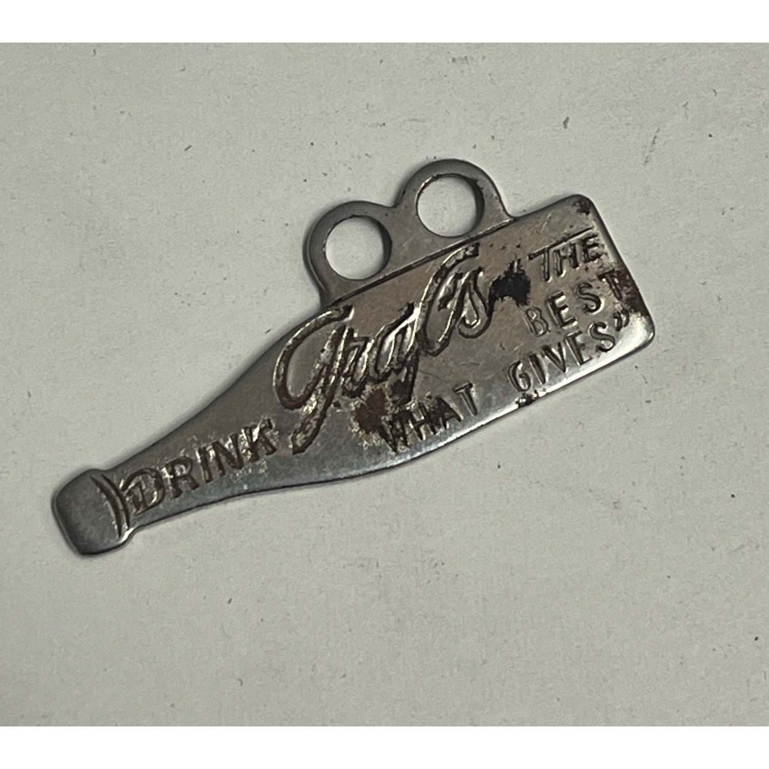 Vintage Drink Graf's ~ Best What Gives ~ Root Beer Soda Advertising Keychain Tag