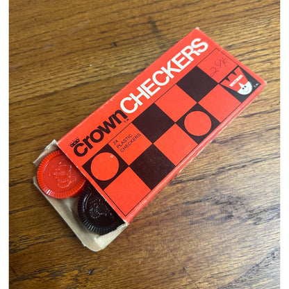 Vintage Crown Checkers Whitman 24 Plastic Pieces Made In USA 1969 Replacement