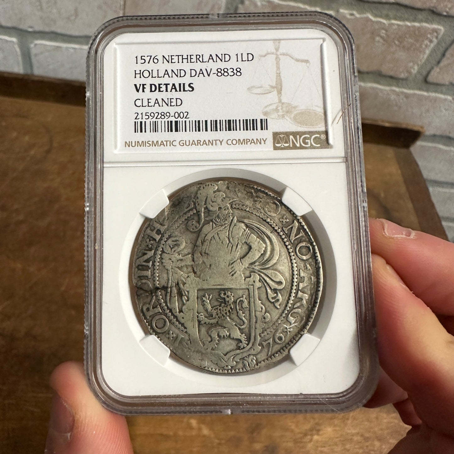 1576 Netherland 1LD Holland DAV-8838 NGC VF Details Cleaned