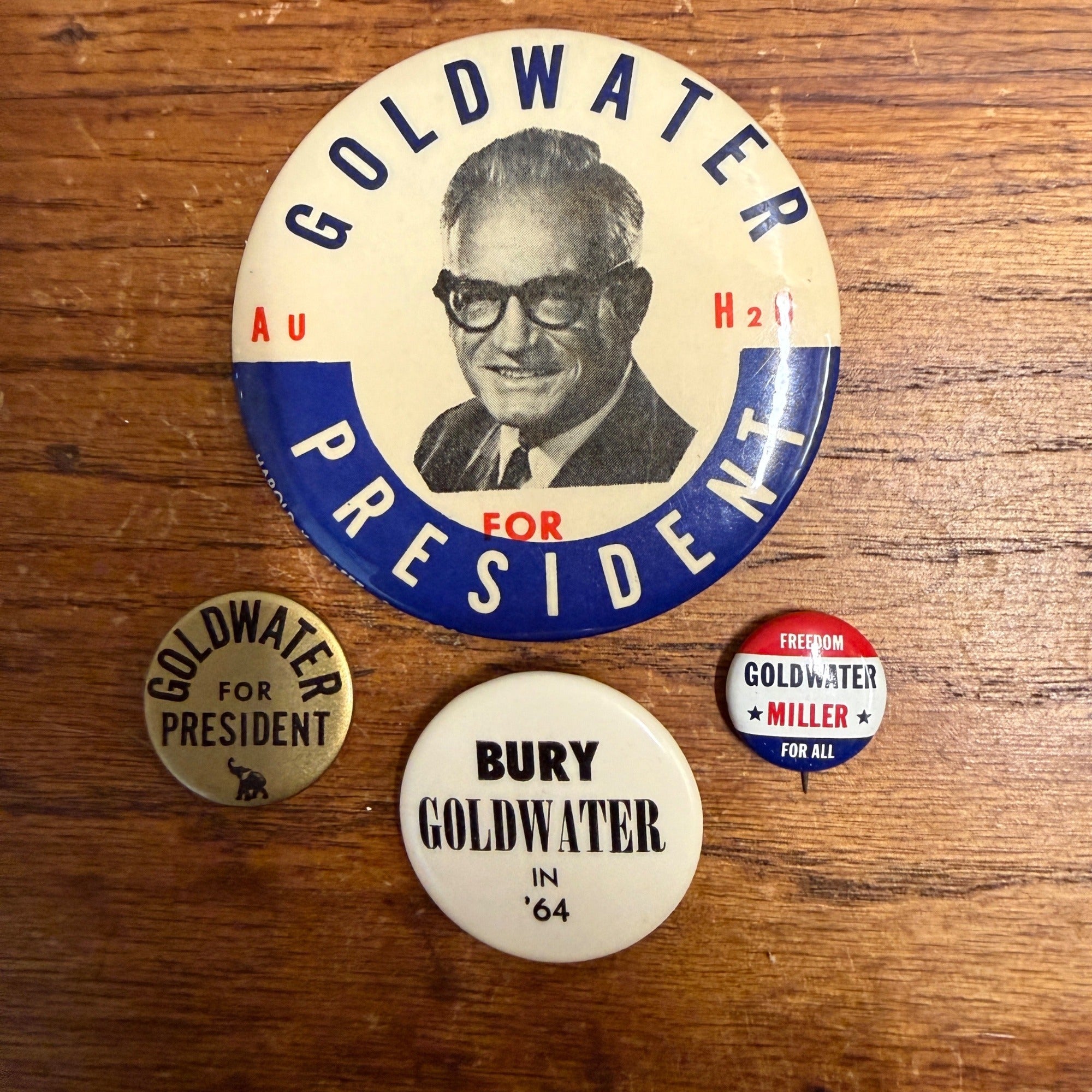 (4) Goldwater Miller Presidential Campaign Pins Buttons Lot