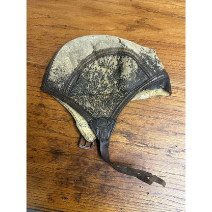 Antique Early 1900s Leather Motorcycle or Aviator Pilot's Leather Skull Cap