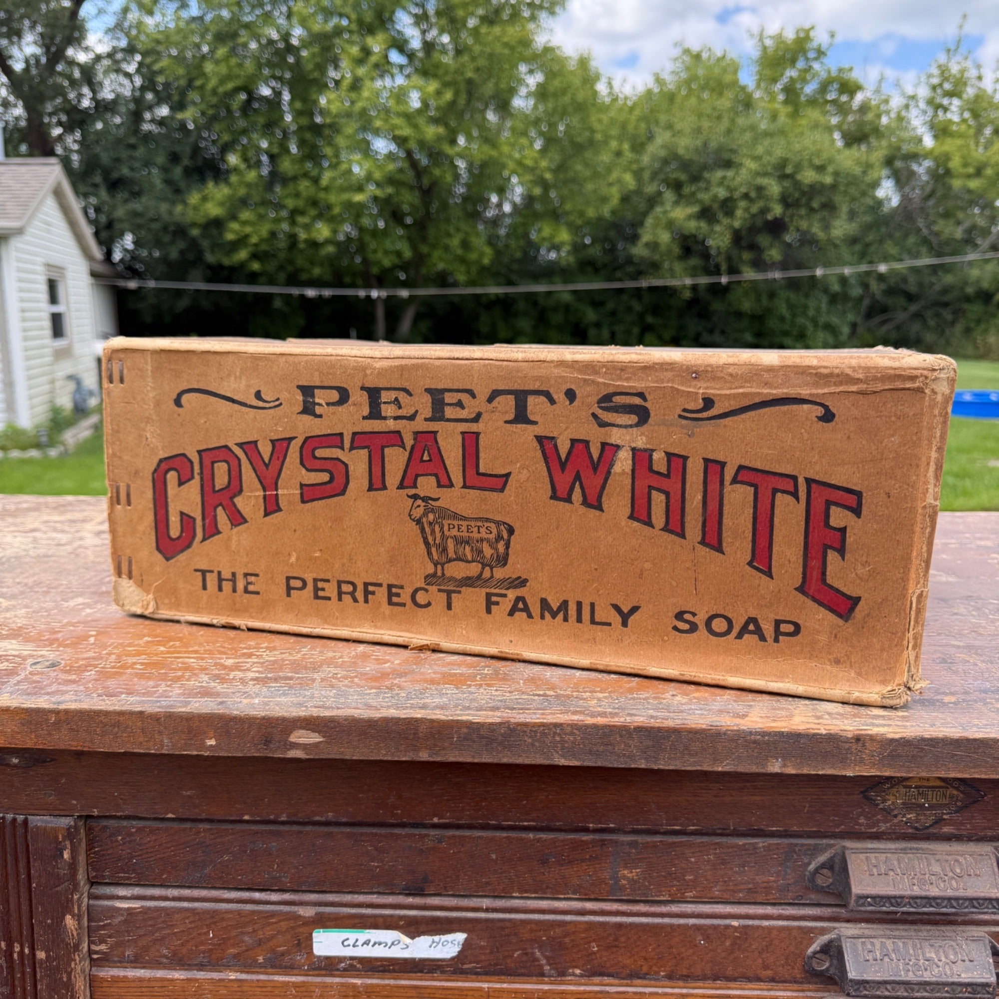 Vintage Peet's Crystal White 100 Cakes Cardboard Shipping Box Farmhouse Decor