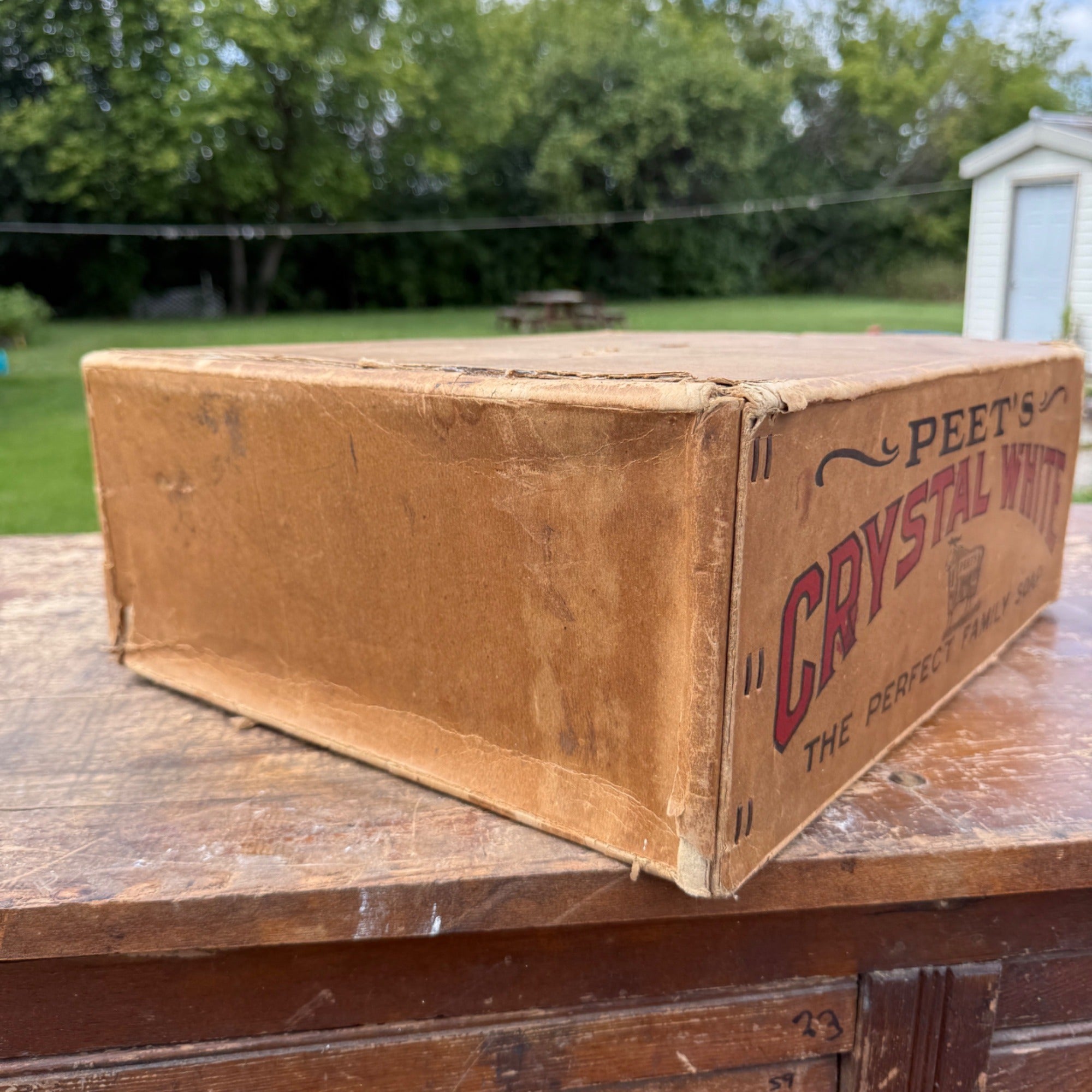 Vintage Peet's Crystal White 100 Cakes Cardboard Shipping Box Farmhouse Decor