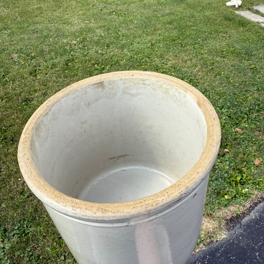 1 Gallon Antique Vintage White Glazed Stoneware Crock Pot
