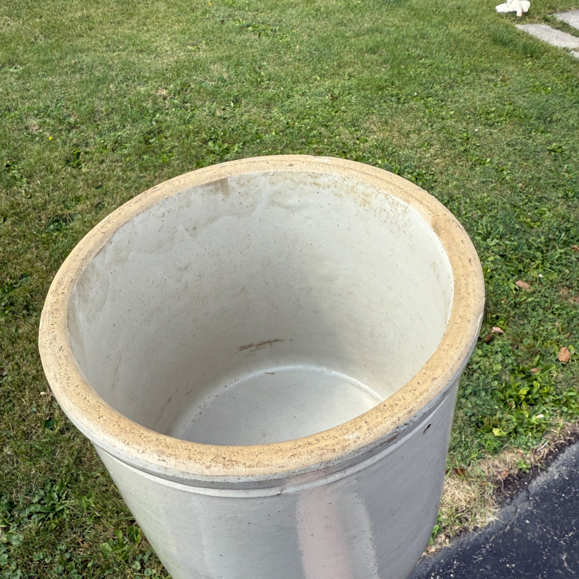 1 Gallon Antique Vintage White Glazed Stoneware Crock Pot