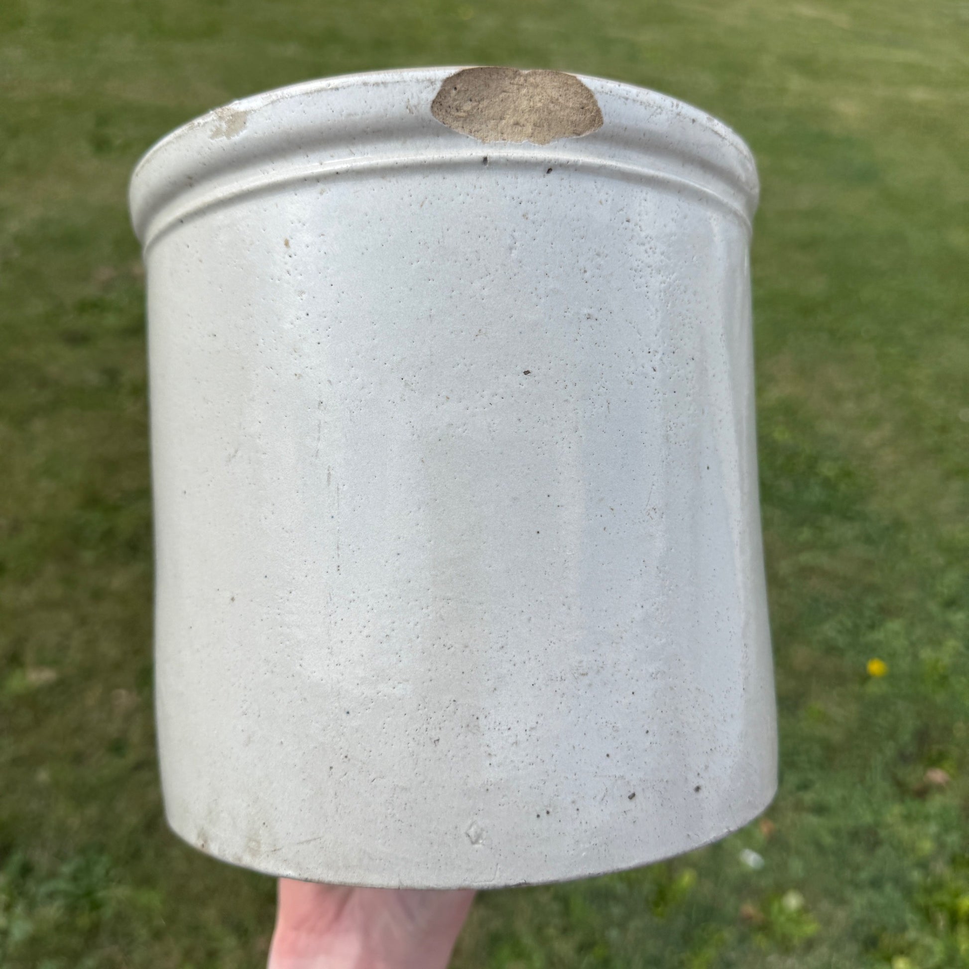 1 Gallon Antique Vintage White Glazed Stoneware Crock Pot