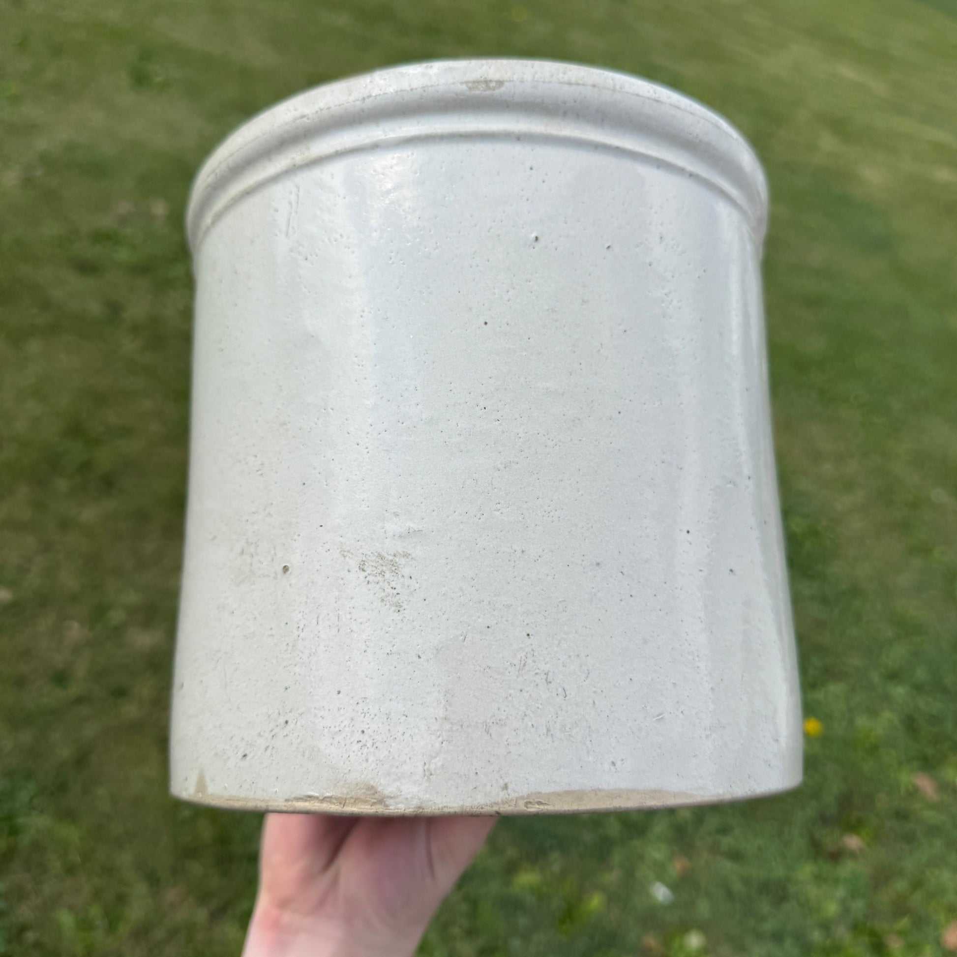 1 Gallon Antique Vintage White Glazed Stoneware Crock Pot