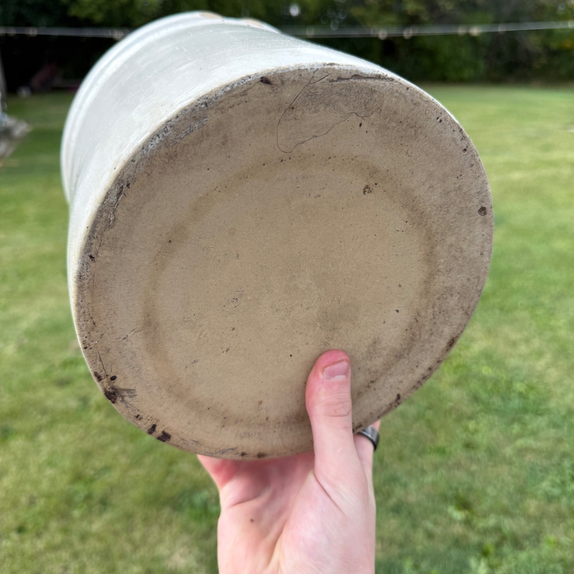 1 Gallon Antique Vintage White Glazed Stoneware Crock Pot