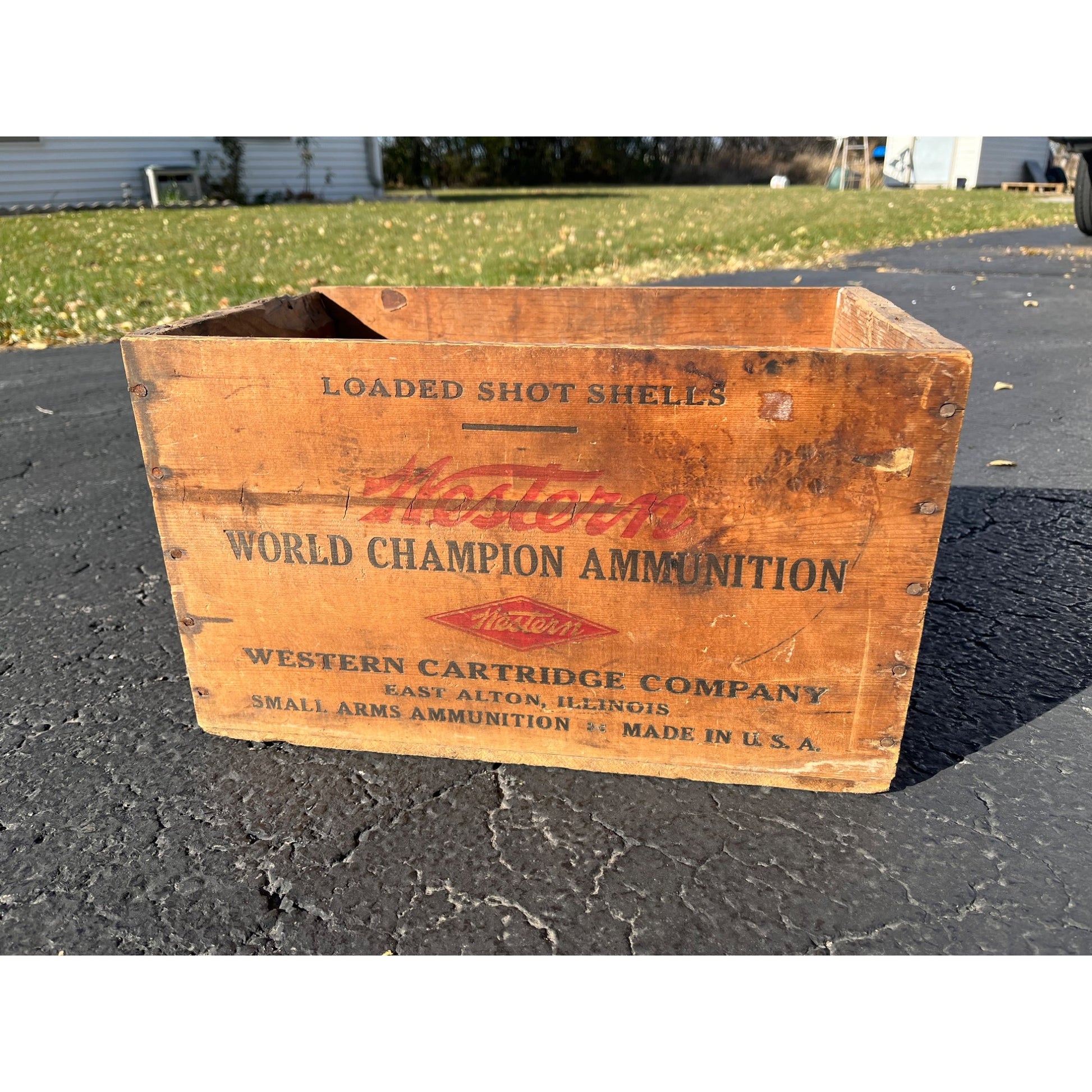 Vintage Western Cartridge Shot Shells Wooden Ammo Crate Case Box 12ga Shotgun