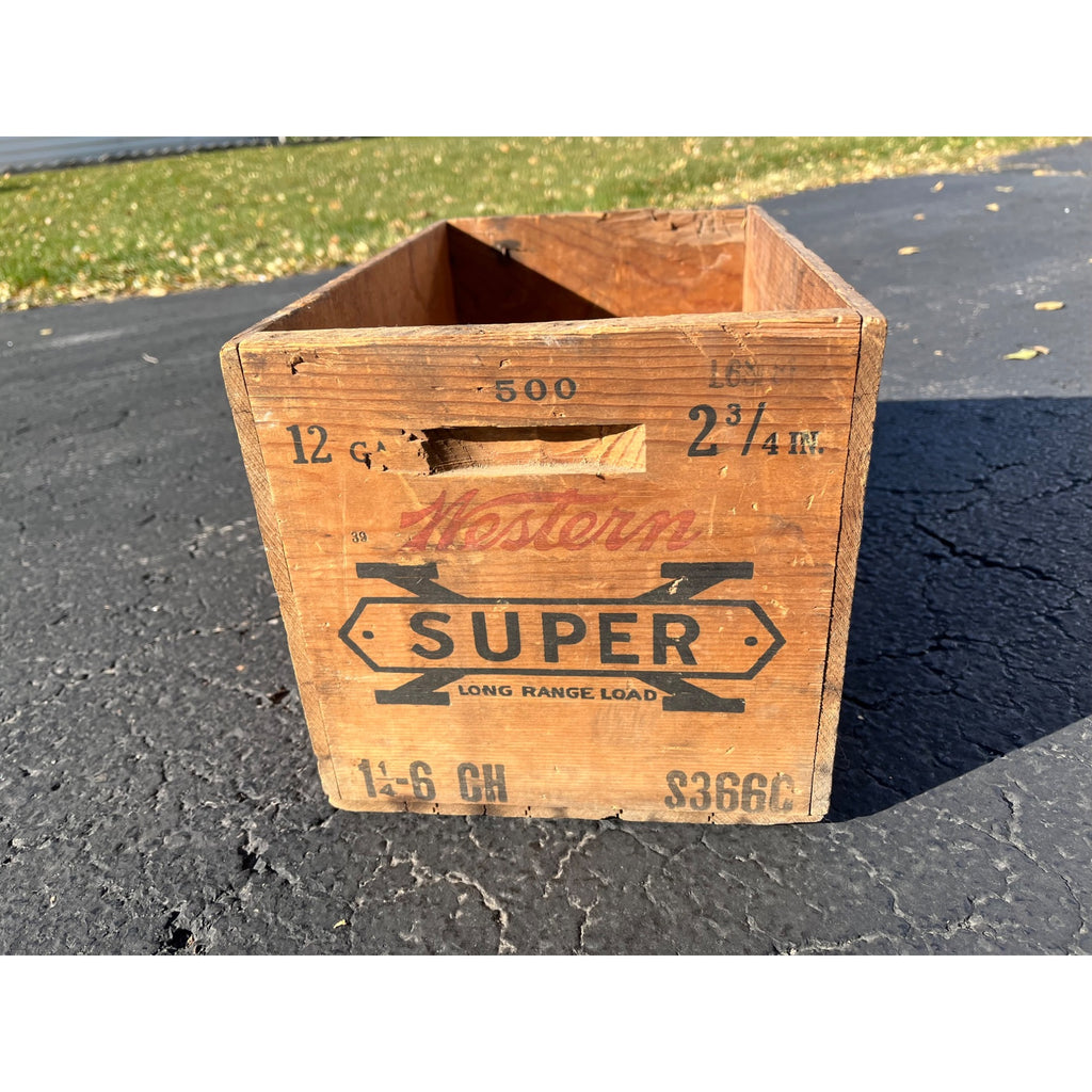 Vintage Western Cartridge Shot Shells Wooden Ammo Crate Case Box 12ga Shotgun