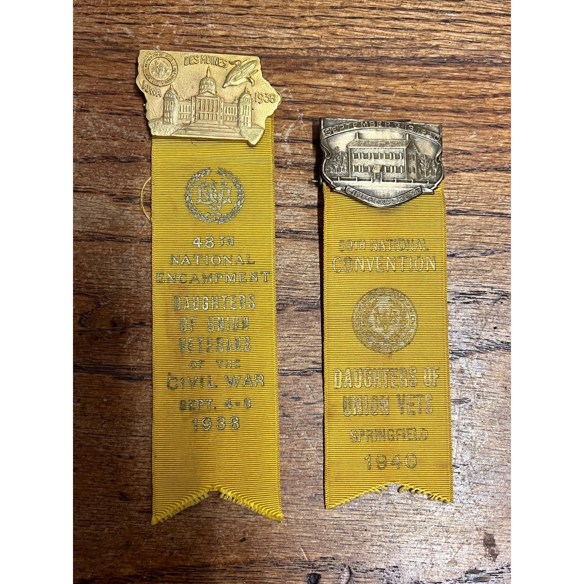 Daughters Of Union Veterans 1938 & 1940 Ribbons National Civil War Encampment & Convention