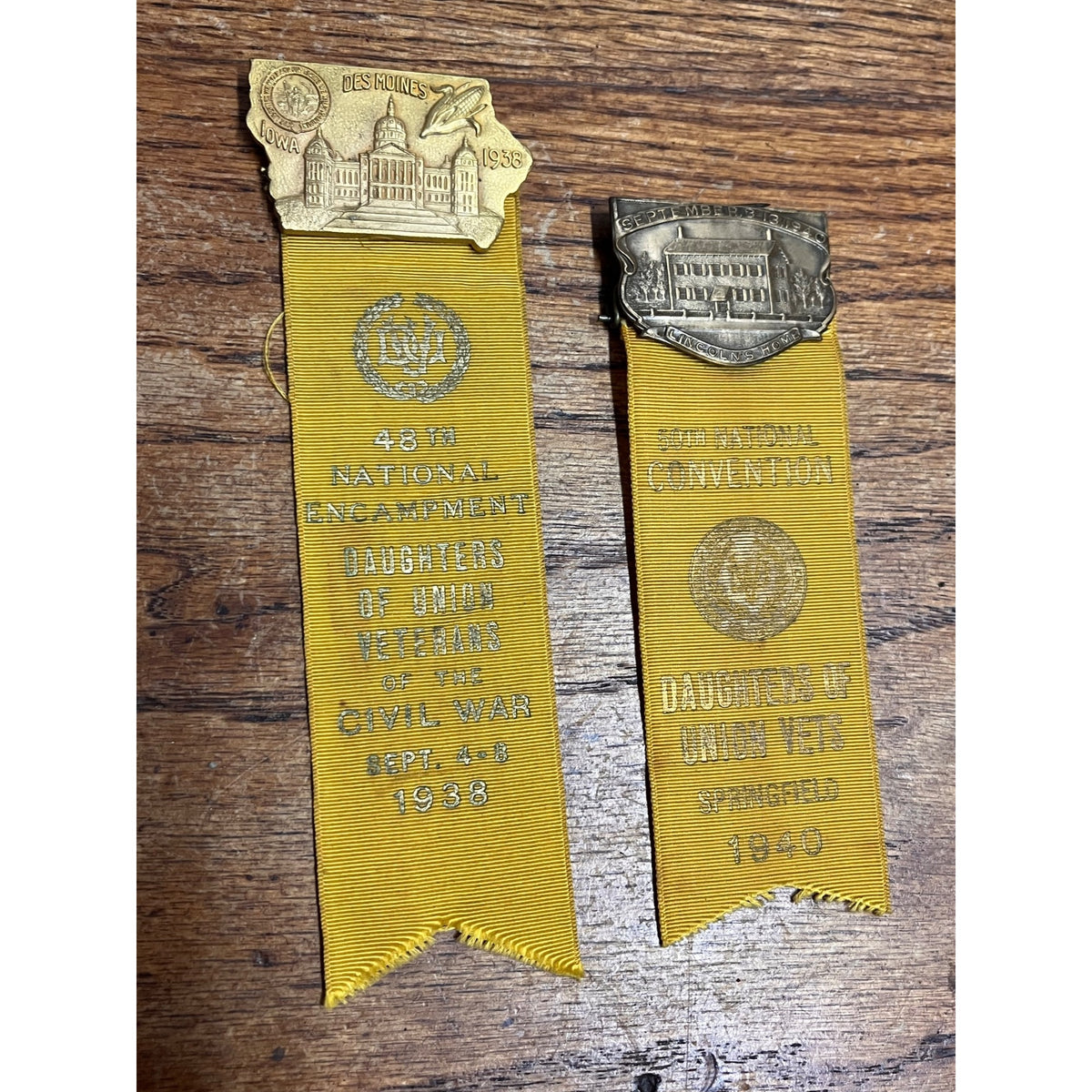 Daughters Of Union Veterans 1938 & 1940 Ribbons National Civil War Encampment & Convention