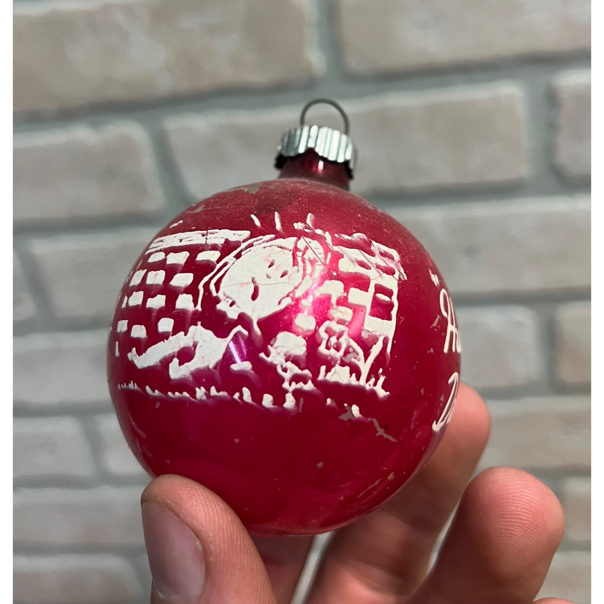 Vintage Mercury Glass Humpty Dumpty Stencil Xmas Ornament Shiny Brite ~ 2-1/2"