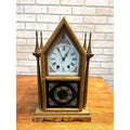 West Germany Jauch Early American Gothic Steeple Mantel Table Shelf Clock 1970s