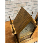 West Germany Jauch Early American Gothic Steeple Mantel Table Shelf Clock 1970s