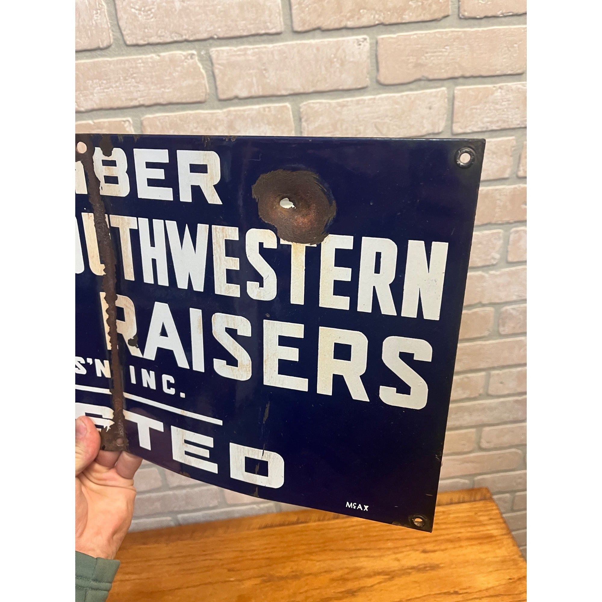 Vintage Porcelain Texas & Southwestern Cattle Raisers Posted Member Sign