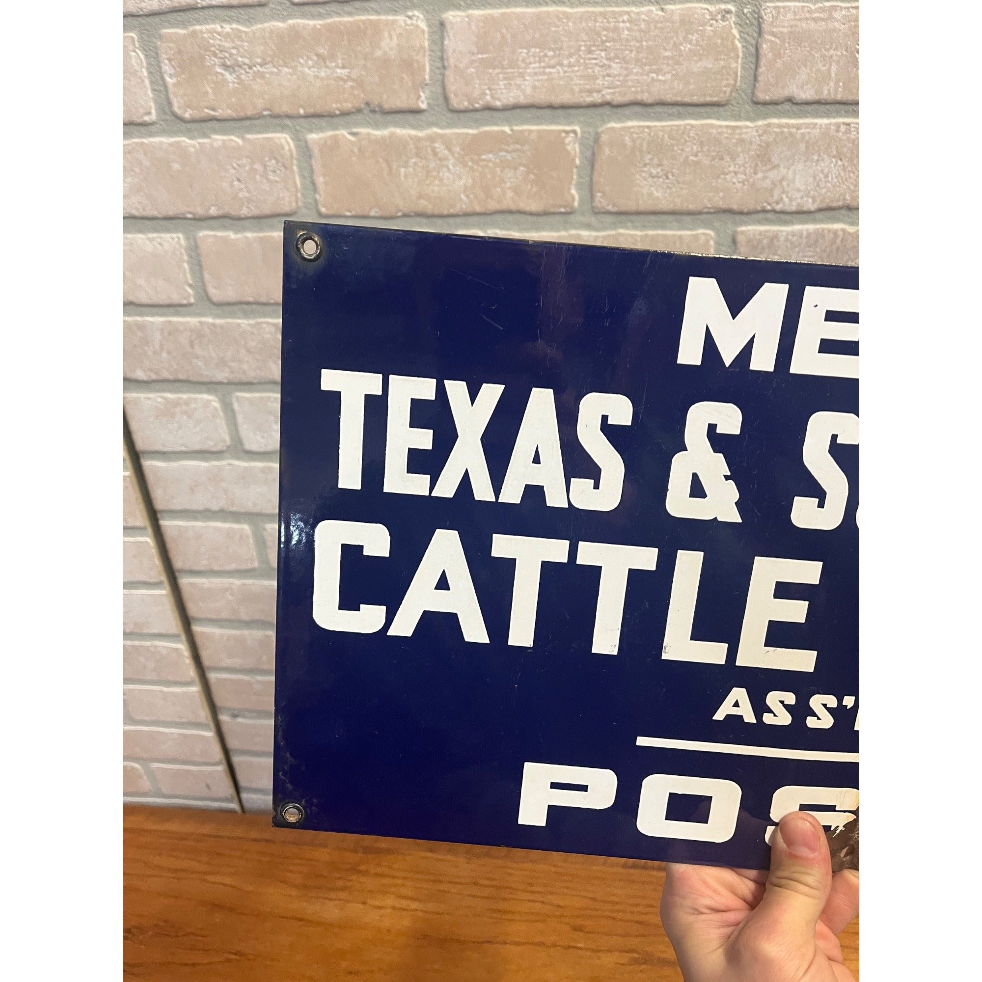 Vintage Porcelain Texas & Southwestern Cattle Raisers Posted Member Sign