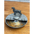 Vintage Art Deco Cigar Ashtray Revolving Spinning Chrome w/ Dog Figure Award