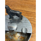 Vintage Art Deco Cigar Ashtray Revolving Spinning Chrome w/ Dog Figure Award