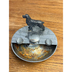 Vintage Art Deco Cigar Ashtray Revolving Spinning Chrome w/ Dog Figure Award