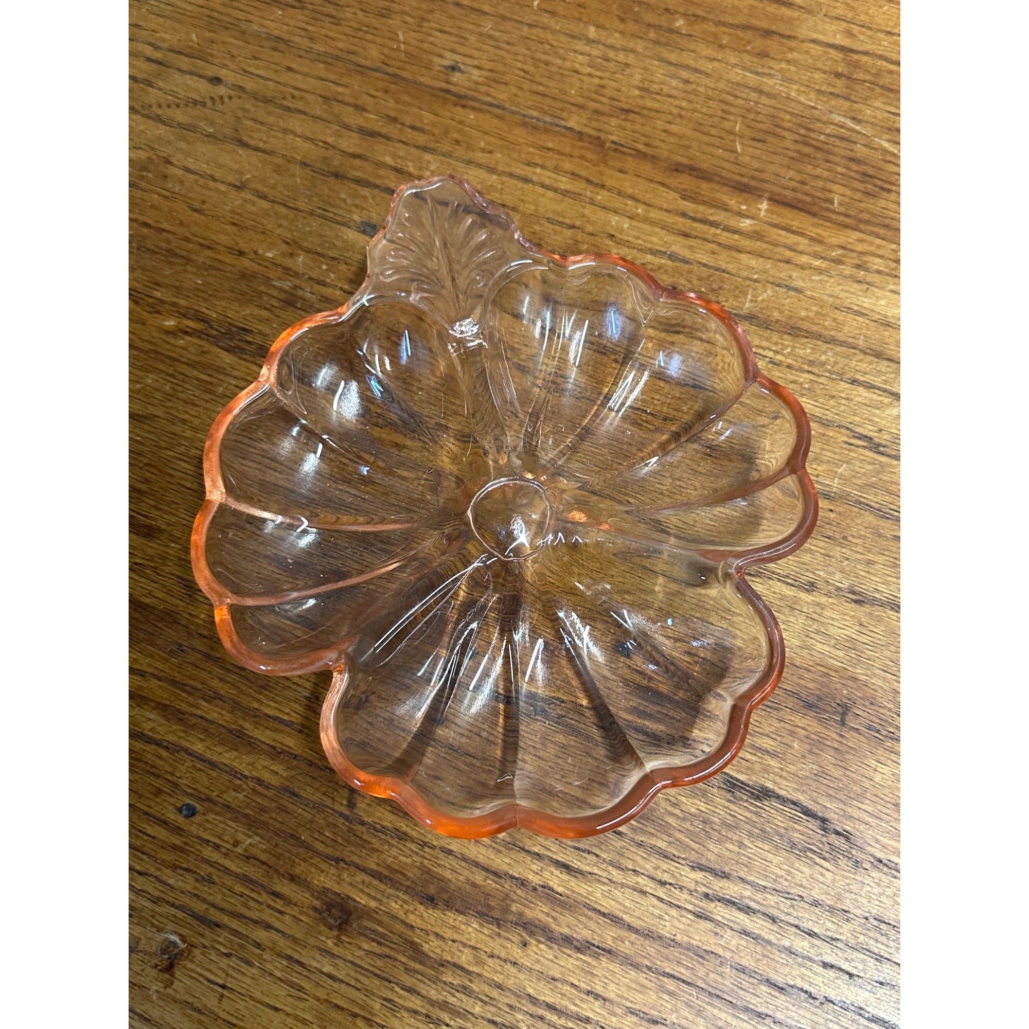 1930s Jeannette Doric Pink Depression Glass Divided Clover Shamrock Serving Dish
