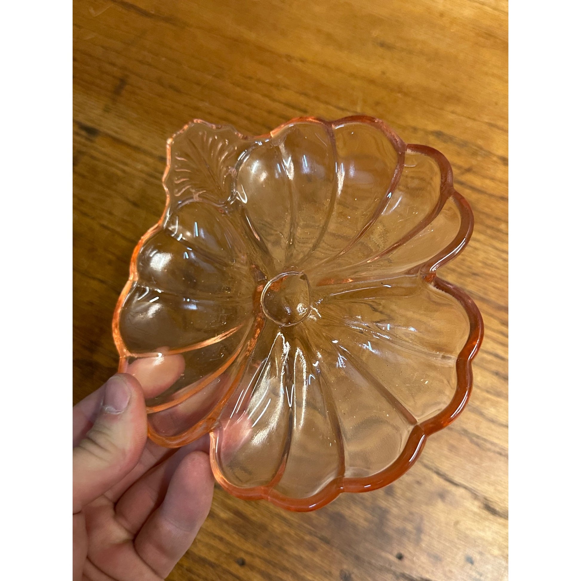 1930s Jeannette Doric Pink Depression Glass Divided Clover Shamrock Serving Dish