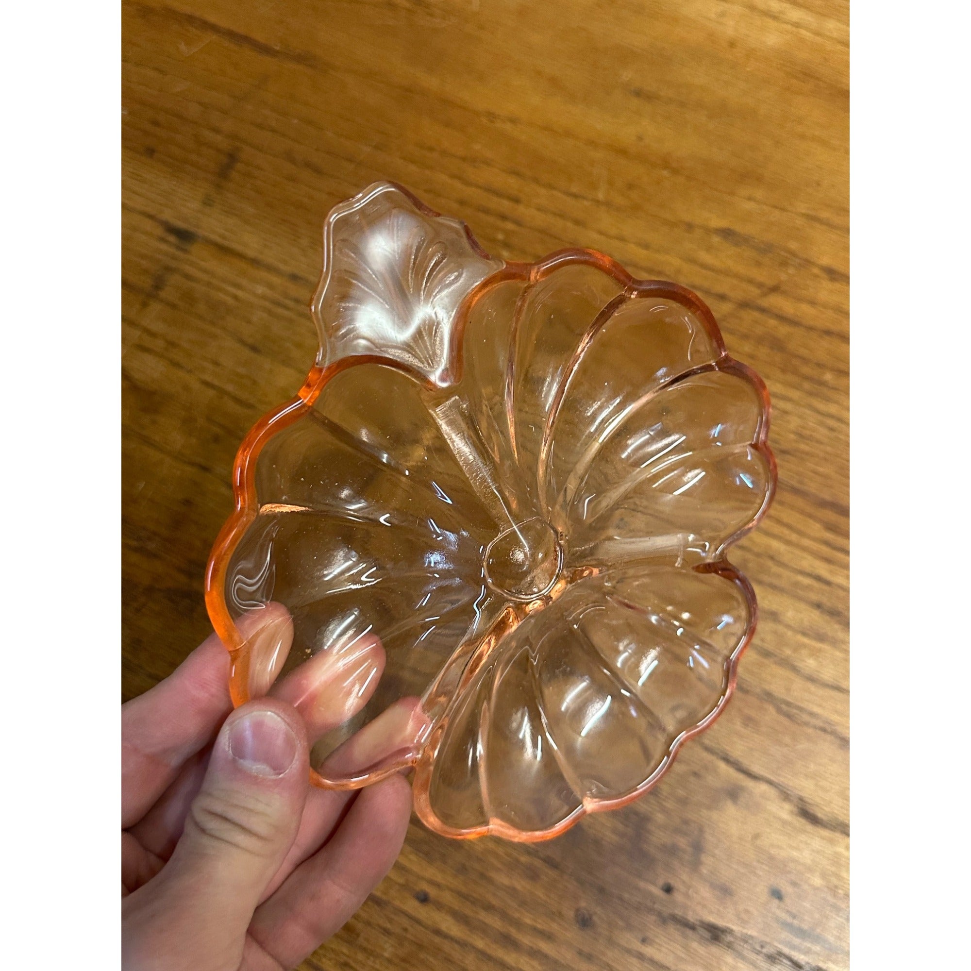 1930s Jeannette Doric Pink Depression Glass Divided Clover Shamrock Serving Dish