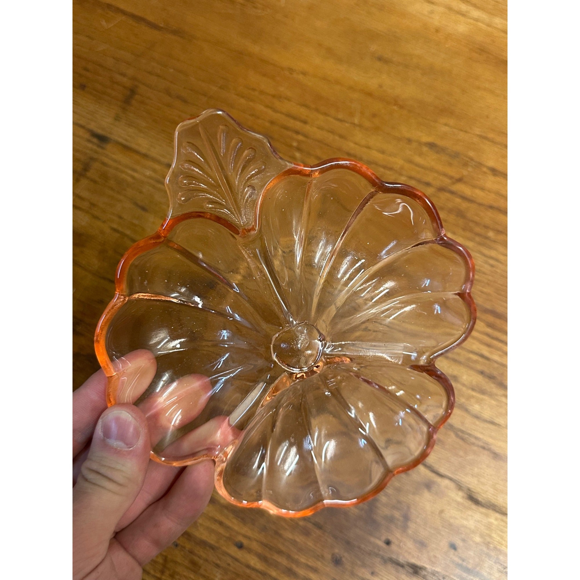 1930s Jeannette Doric Pink Depression Glass Divided Clover Shamrock Serving Dish